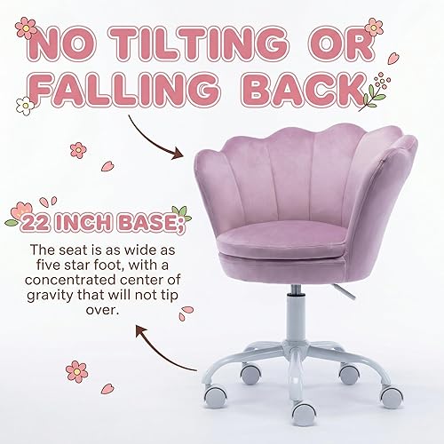 Miniatura 4 de Silla de escritorio púrpura para niños, bonita silla de escritorio ajustable de terciopelo para niños, silla de estudio rodante, silla tapizada para
