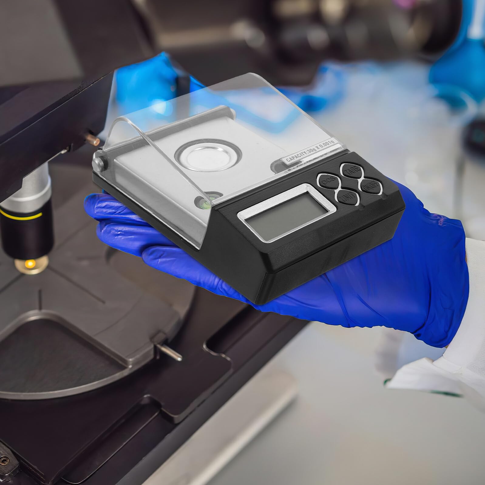 Bilancia Digitale e Alta Sensibilità di Precisione 30g/0,001g al Milligrammo Piatto in Acciaio Inossidabile per Analisi di Laboratorio e Uso Alimentare