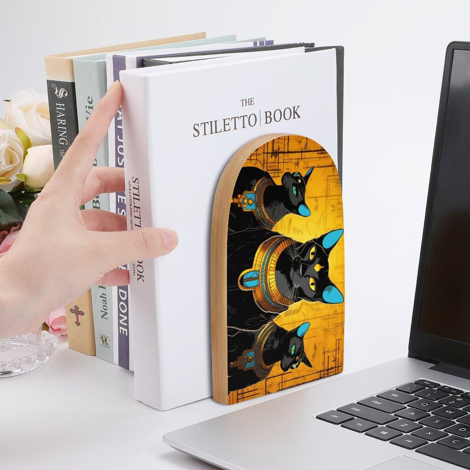 BDXZJ Serre-Livres en Style Antique, Pharaon Égyptien Sculpture Bookend, Résine Book Ends, Unique Bookends, Serre-Livres Lourds Porte-Livres Étagères pour Les Livres,DVD