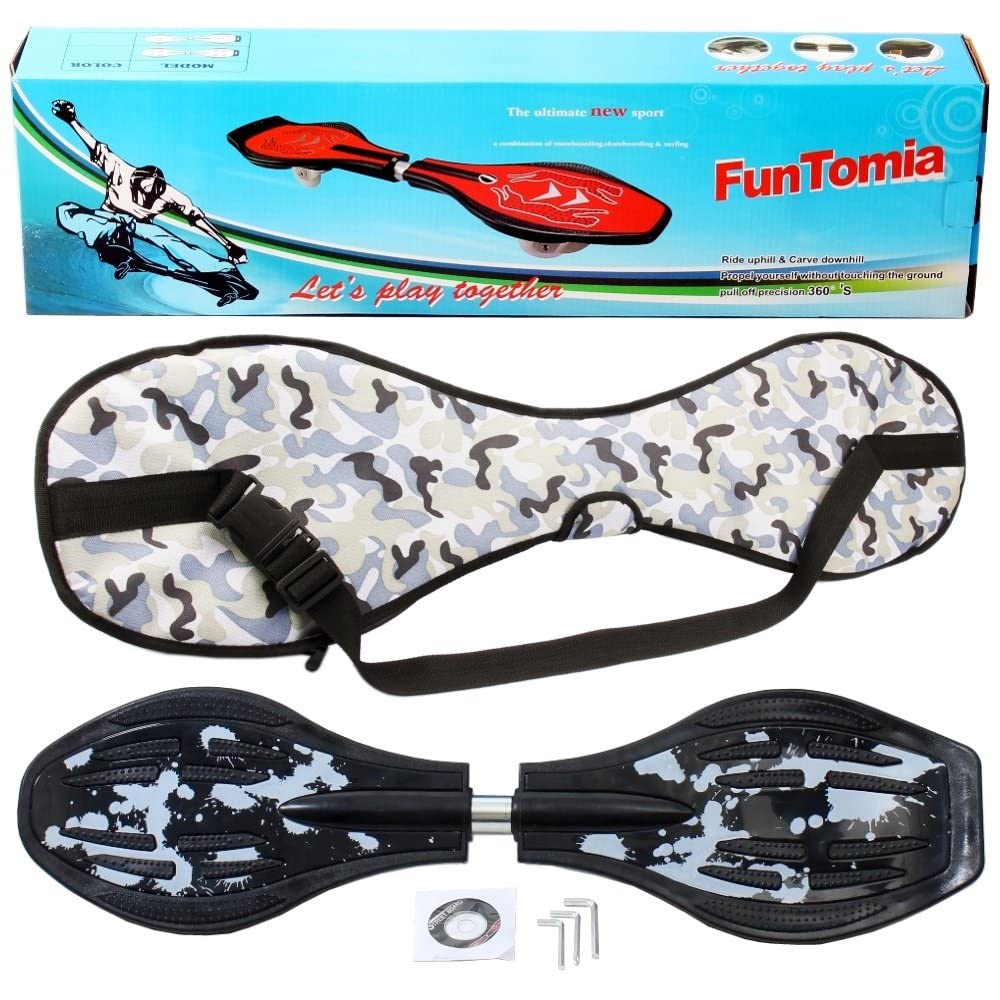 FunTomia Waveboard monopatín con Mach1 Ruedas, Bolsa de Transporte