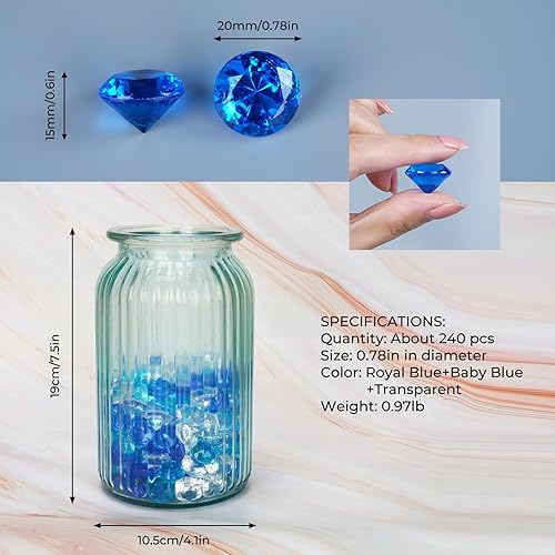 Vista 61 de Babenest - Relleno de jarrón de gemas falsas de diamantes acrílicos, 240 piezas de diamantes de imitación de 3/4 pulgadas, joyas de cristal