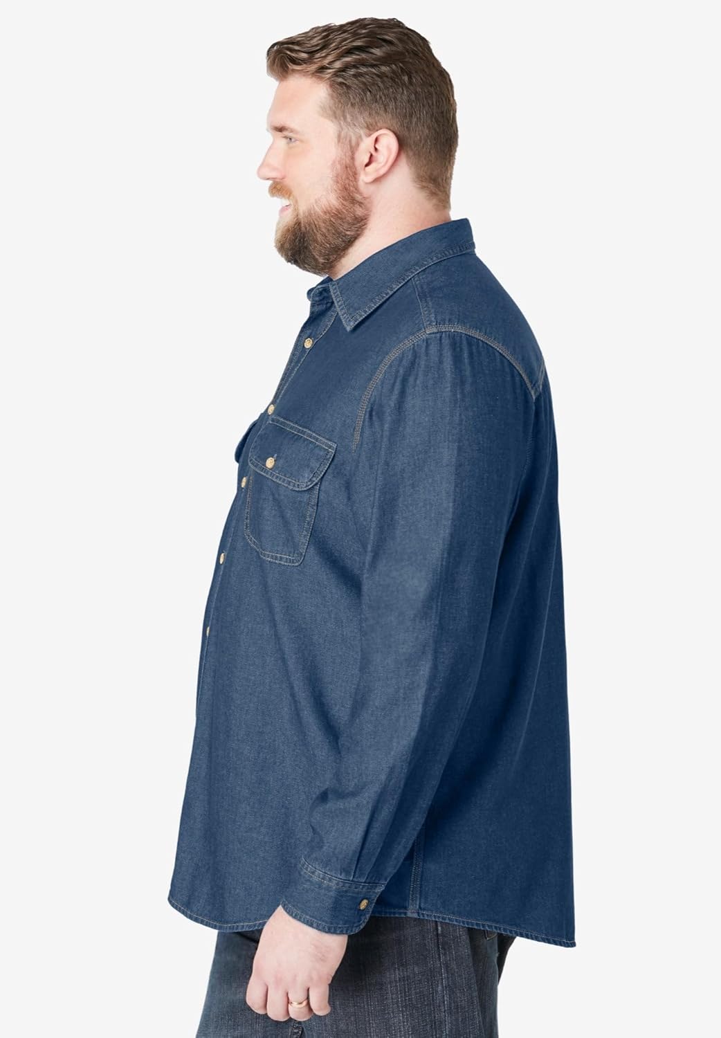 Boulder Creek by Kingsize Men's Big & Tall Long Sleeve Denim and Twill Shirt