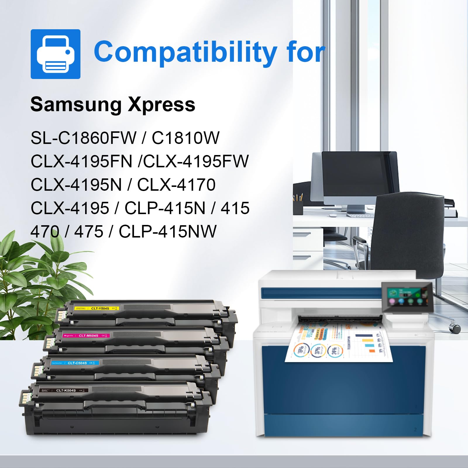 MYCARTRIDGE compatibile per Samsung CLT-P504C K504S per Samsung Xpress C1860FW C1810W CLX-4195FN CLX-4195FW CLX-4195N CLP-415N CLP-415NW (Nero, Ciano, Magenta, Giallo)