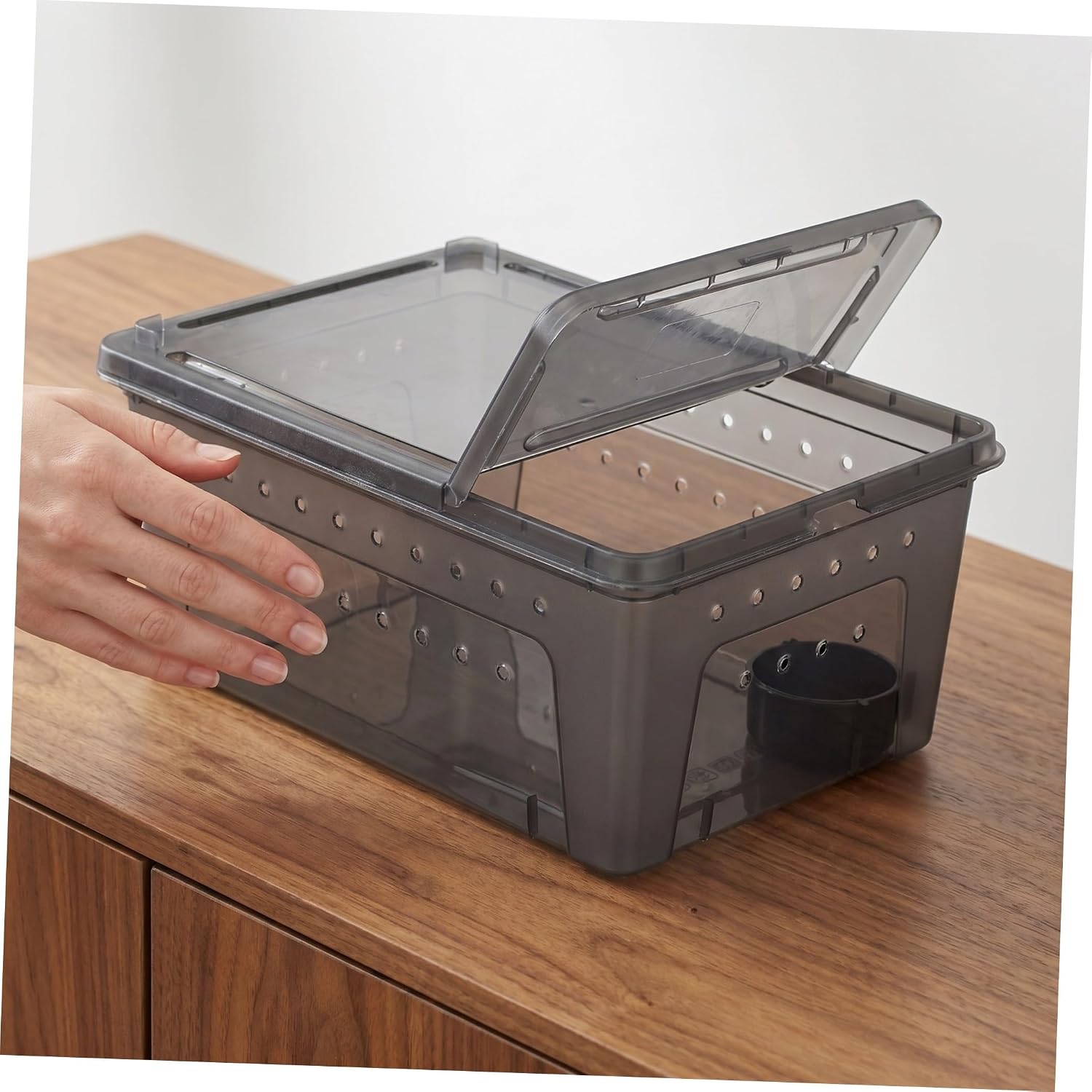 Zerodeko Plastic Reptile Terrarium Container with Adjustable Environment Settings and Safe Construction, Breeding Box for Lizards, Reptile Travel Carrier and Cricket Keeper