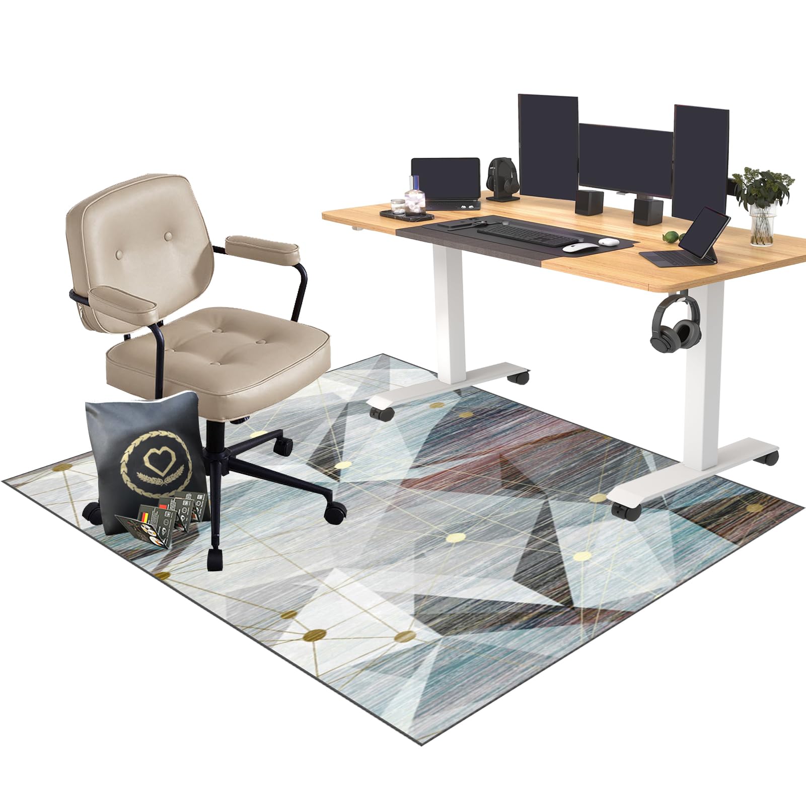 Tapis de chaise de bureau pour moquette de grande taille 90 x 120 cm multi-usage, tapis de chaise de bureau haute performance pour jeu, protège les tapis faibles/sans poils, glisse lisse, protection