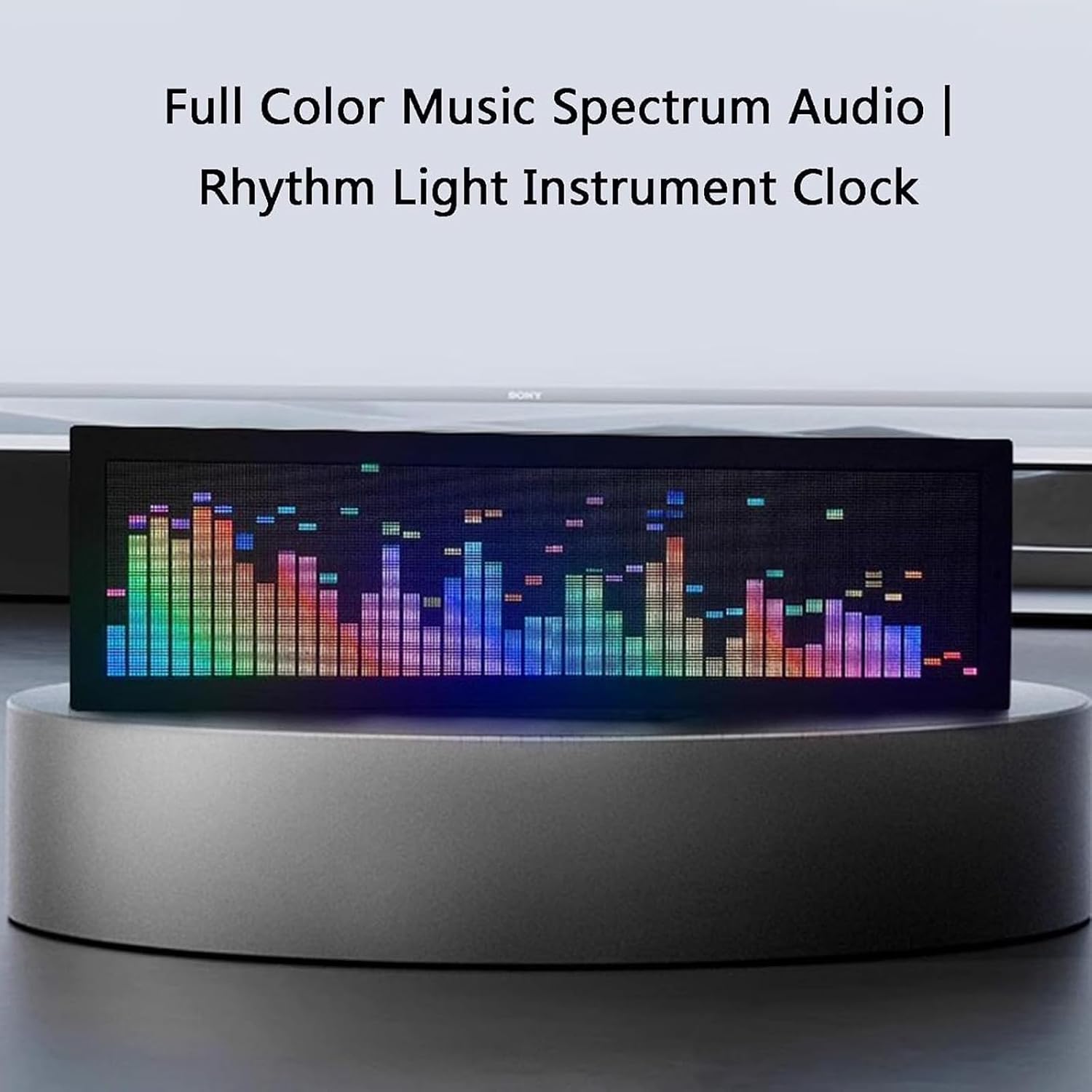 WIKINK LED Music Audio Spectrum Indicator, LED Clocks Digital, Audio Spectrum Analyzer, with Level Display, Dimmable, with Voice Sensor, for Home Game Room