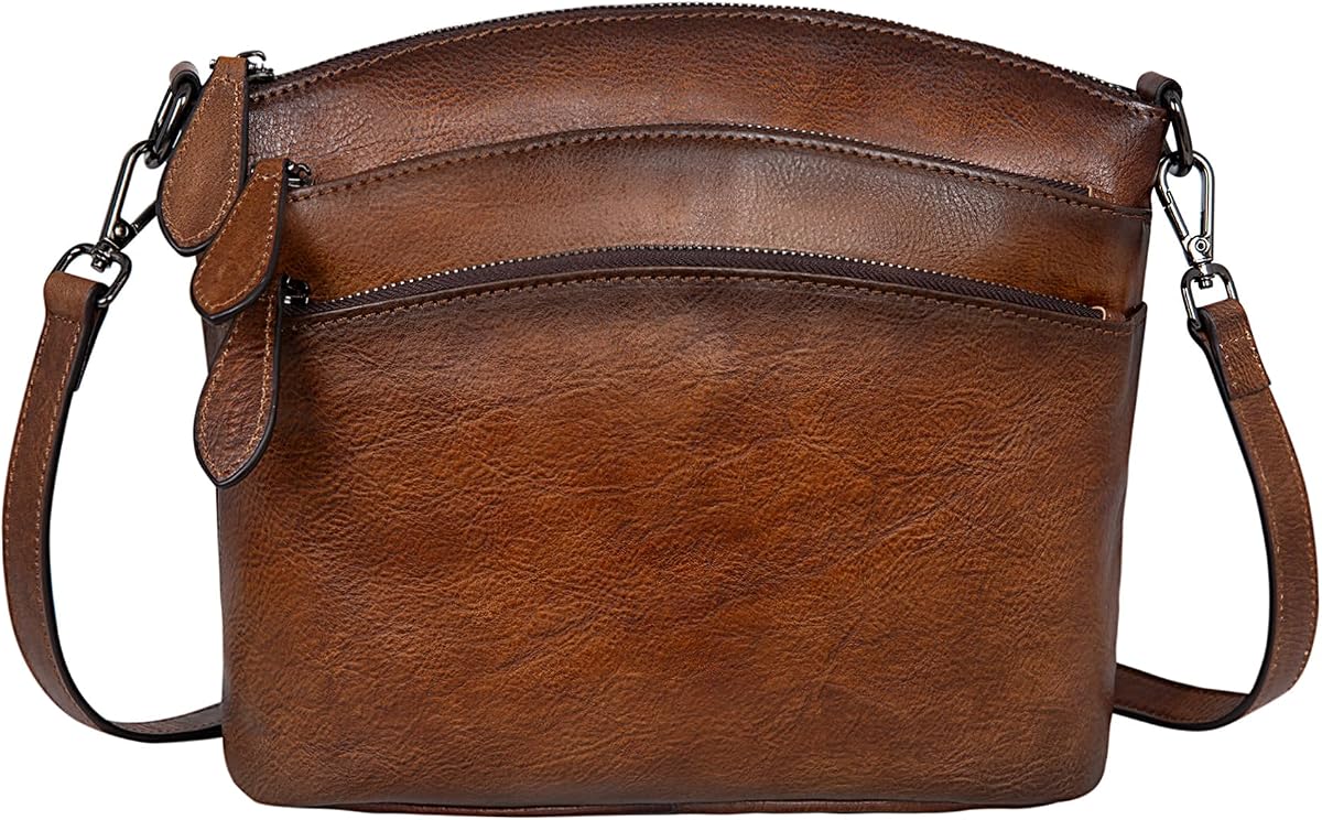Leather Crossbody Bags for Women Vintage Shoulder Handbag for Travel