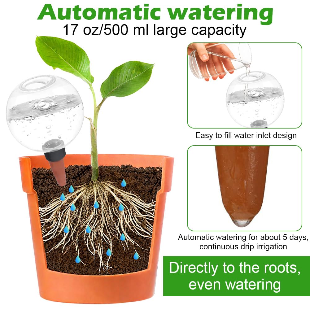 500ml Boules D'arrosage Automatiques pour Plantes, Oignons T'arrosage Transparents, Dispositif D'Arrosage Portable, Globes D'Arrosage d'eau pour La Maison