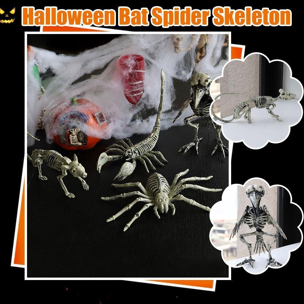 Halloween Animal Skeleton decration,Horror Mouse Skeleton Simulation Mouse Model Vivid Mouse Bone,Realistic Bones Scary Halloween Party Props Decorations,for Desktop Dining Table Showcase Decoration