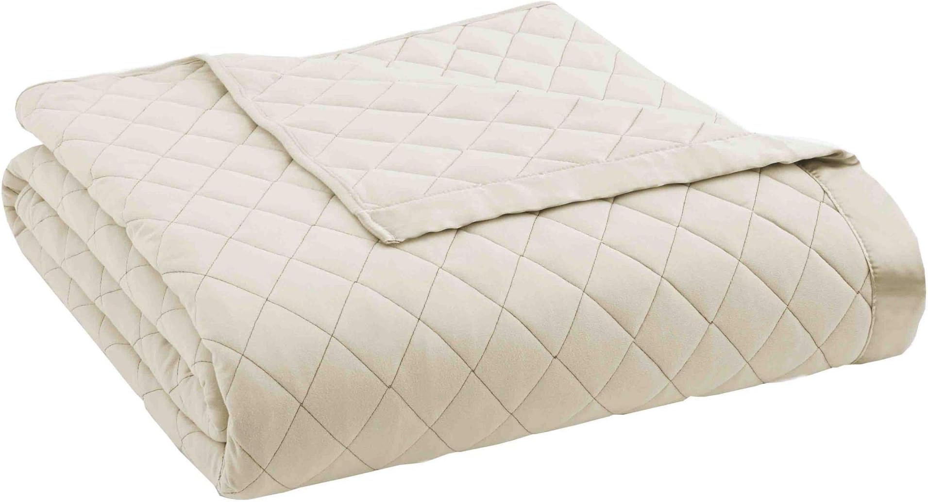 Shavel Home Products Bedding Micro Flannel King Ivory Quilted Blanket