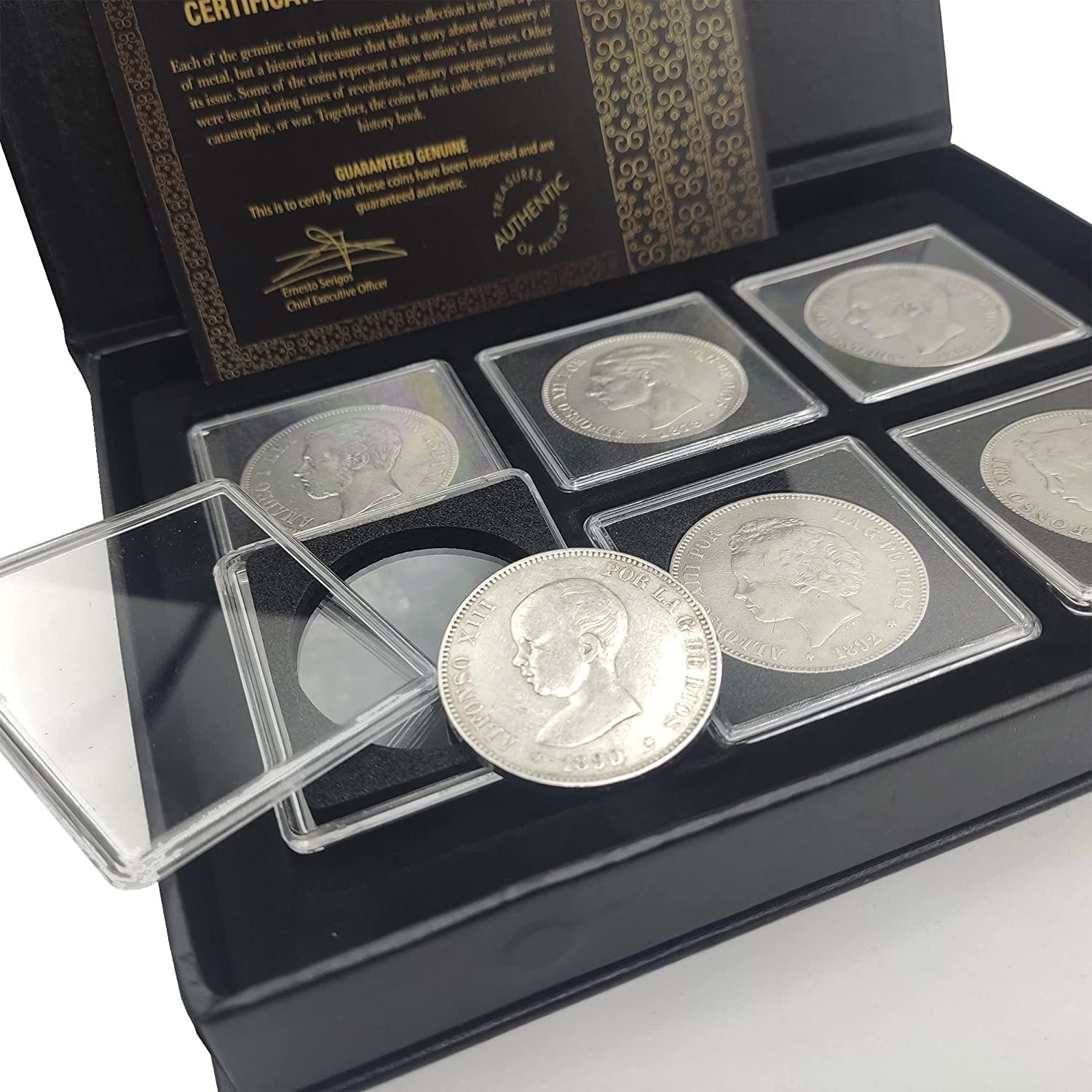 Monedas Españolas - Colección Completa de 6 Monedas 5 Pesetas de Plata (1871-99). Los Duros de Plata de la Monarquía