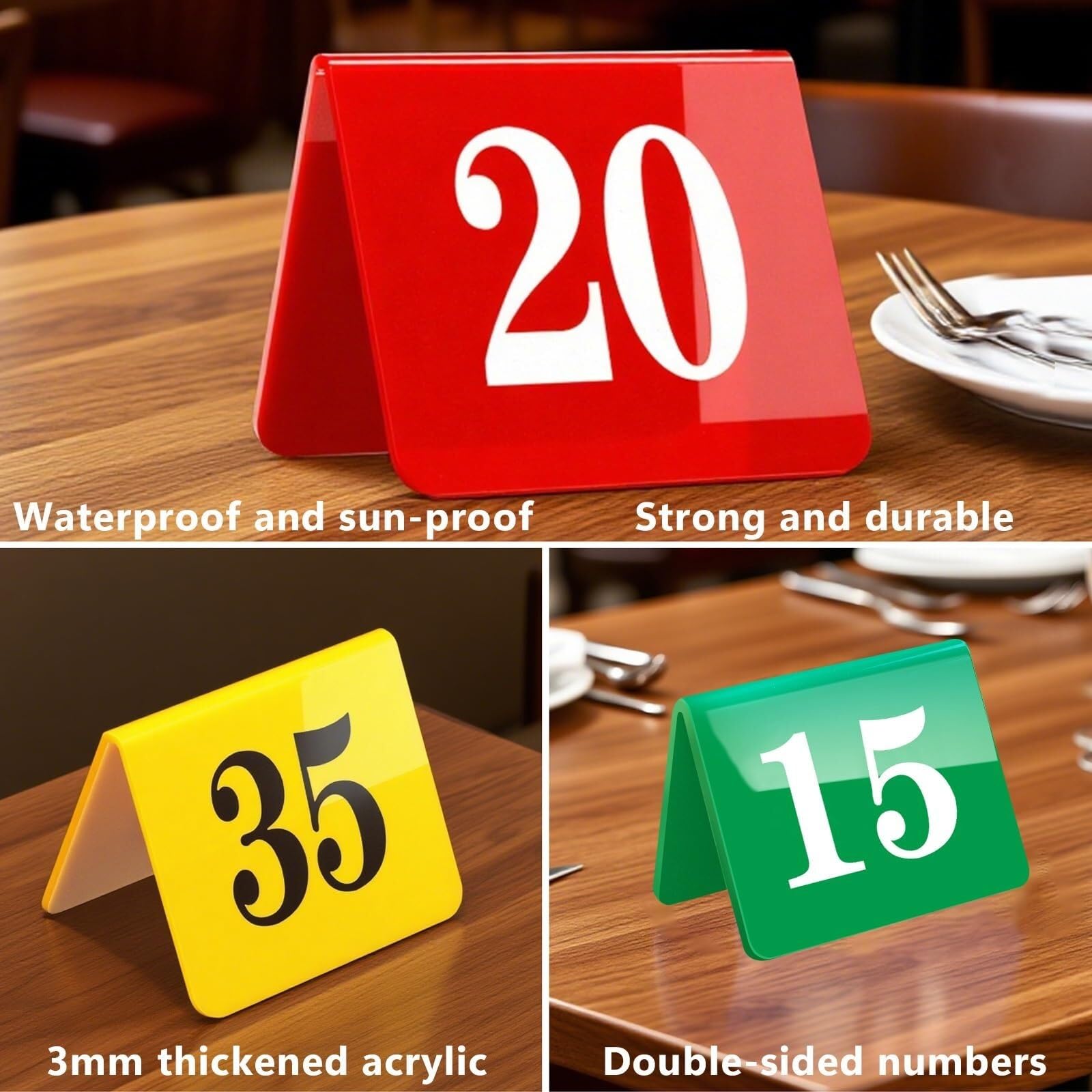 Soportes acrílicos para números de mesa para restaurantes, bodas y fiestas, juego de 10 números de exhibición para carteles de recepción