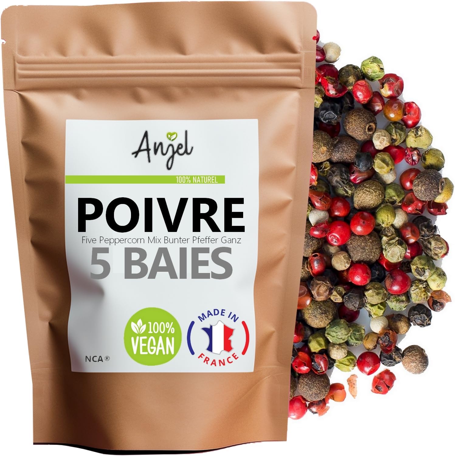 Poivre Noir En Grains - Sans Gluten - 50g - Pur Et Naturel - Ziółko