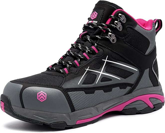 LARNMERN Steel Toe Boots for Women Lightweight Industrial Construction Boots Work Safety Shoes Hiking Boots Indestructible Shoes