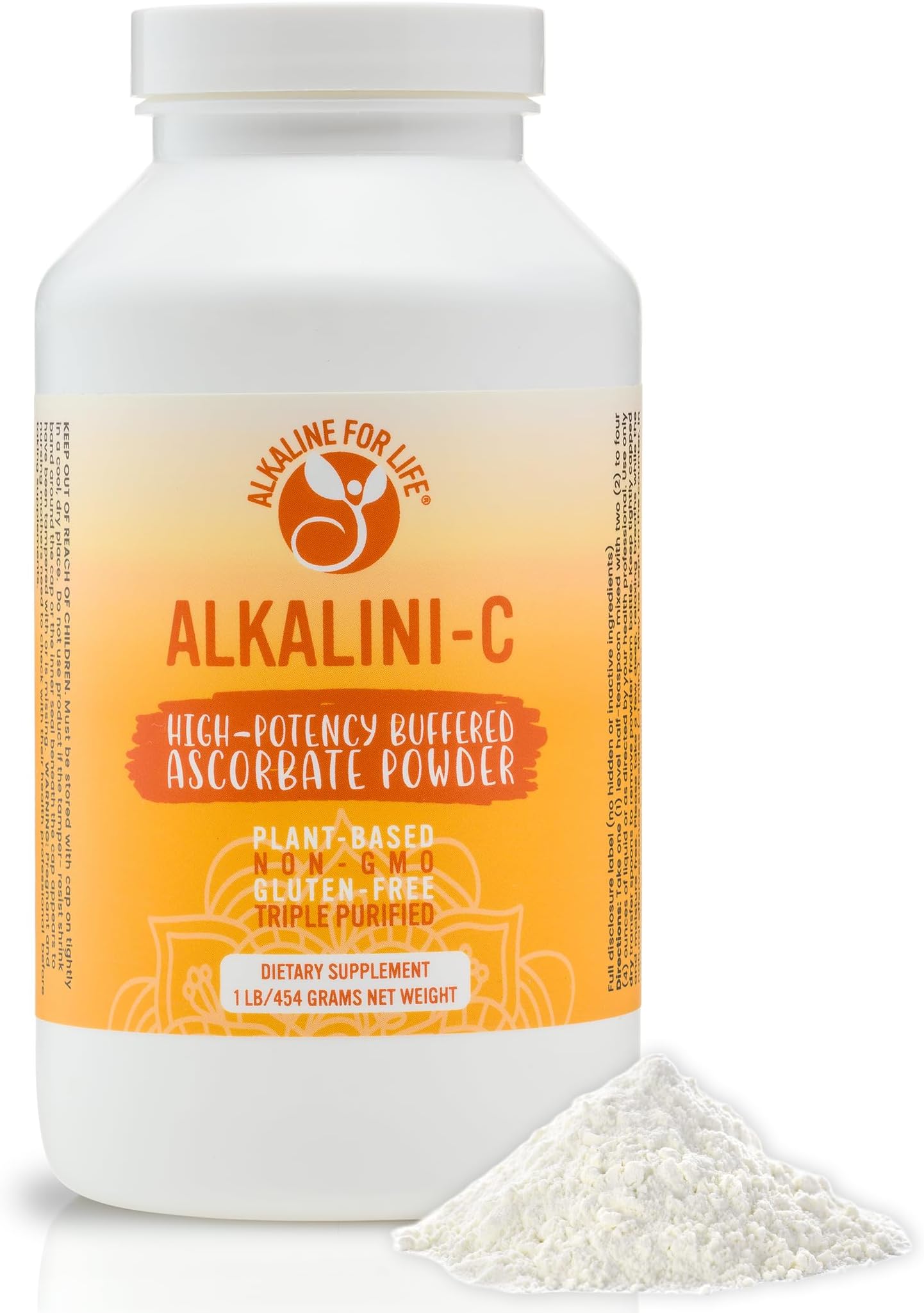 Alkaline for Life Alkalini-C Fully Buffered Vitamin C Powder, 100% L-Ascorbate Mineral Ascorbates with Potassium, Calcium & Magnesium, Corn-Free Non-GMO, pH-Balanced Daily Wellness Support