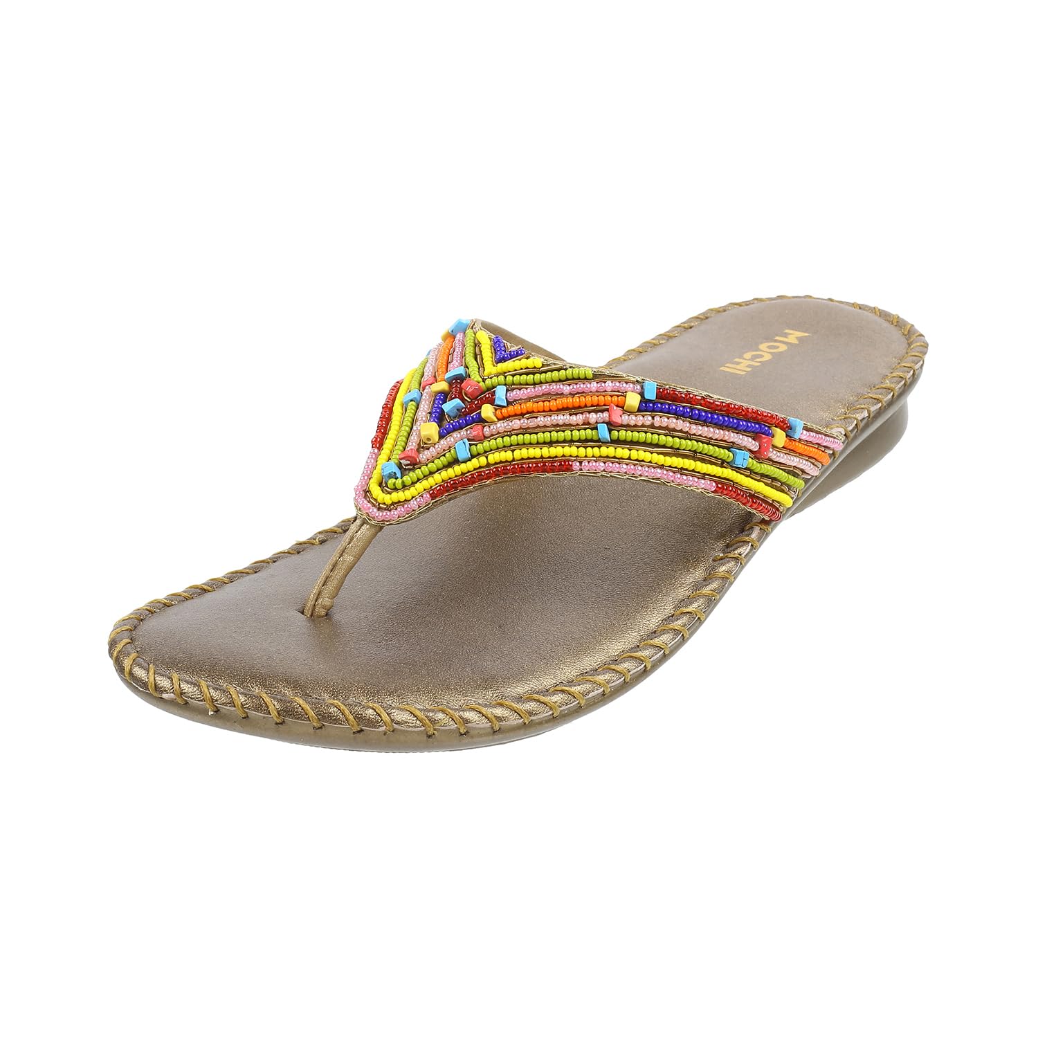 Mochi Women Flat Beaded Ethnic/Fashion Comfort Slip-on