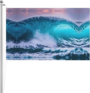 Bandera premium de doble cara para exteriores, 5 x 8 pies, colores vibrantes, seca, ideal para césped, balcón, fiestas, olas azules del océano