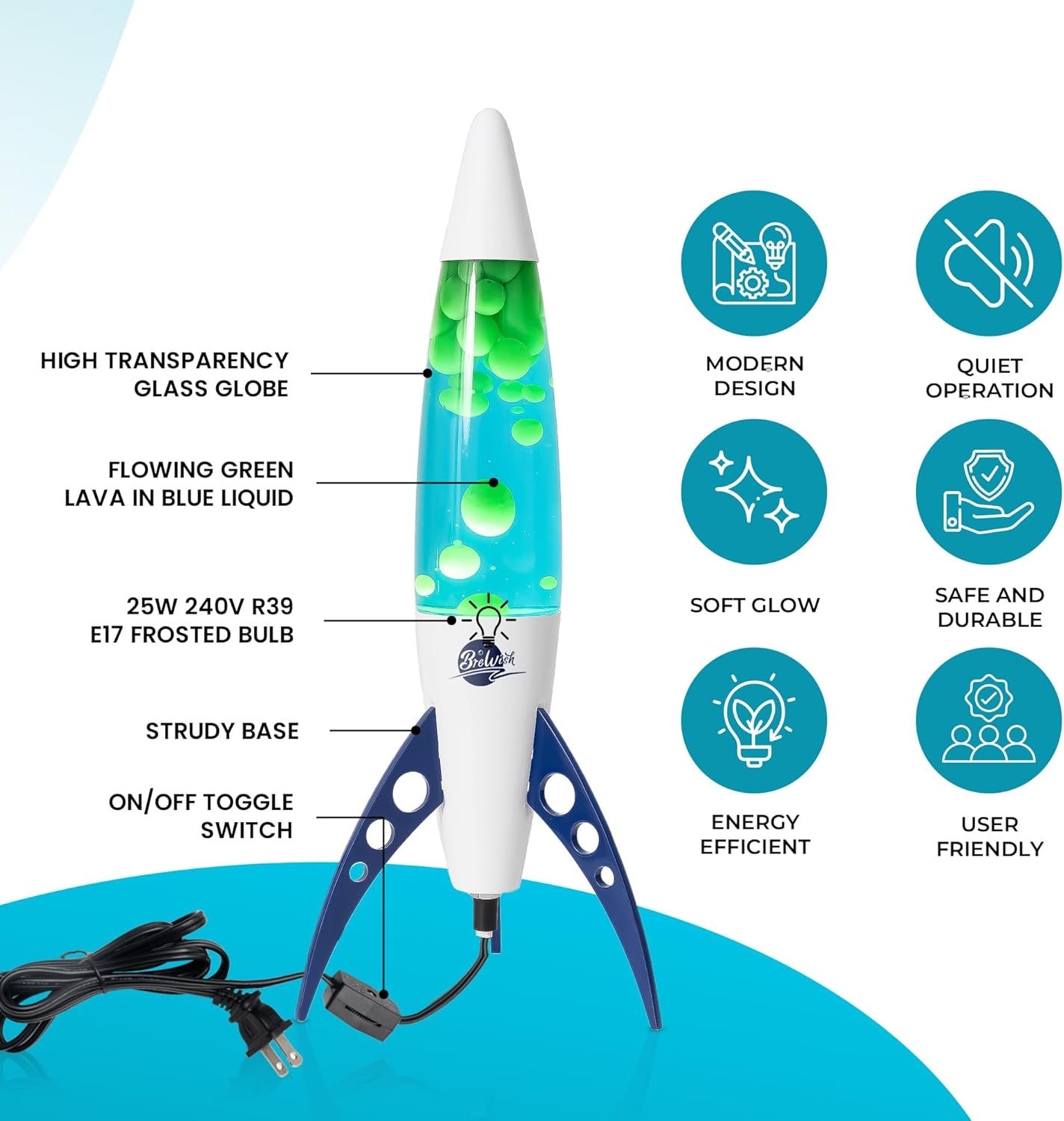 Brewish 14.5" Liquid Motion Lamp and Replacement Blubs Bundle