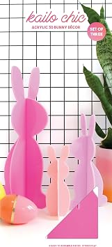 C.R. Gibson Kailo Chic Acrylic Bunny Spring and Easter Decorations, Sizes Vary, Pink and Lavender, 3 Pieces