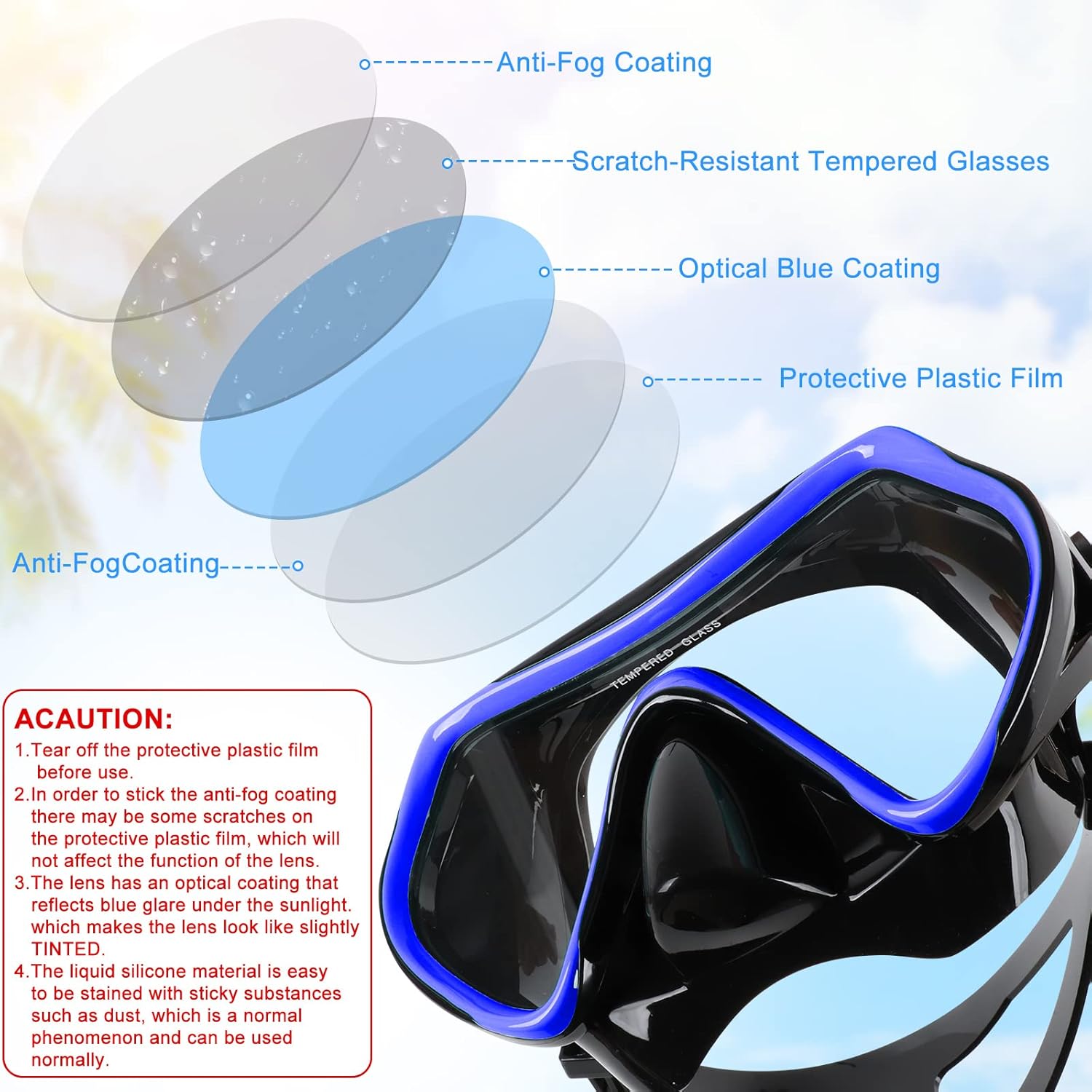 Rtdep Snorkel Set Adults, Anti Fog Snorkel Mask Snorkeling Set 180
