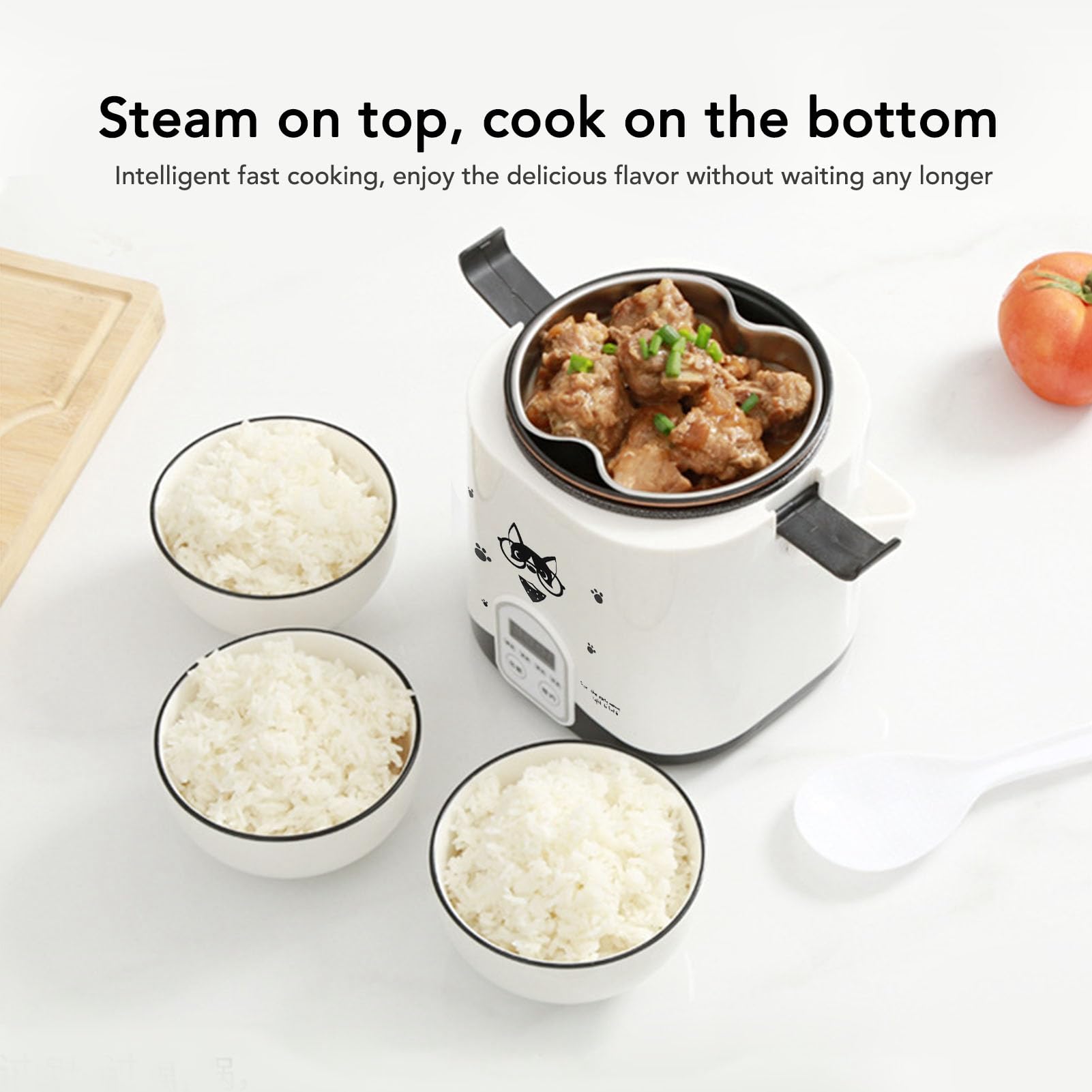 24V Mini Rice Cooker, 1.2L Small Portable Travel Rice Cooker For Car and Truck, Small Rice Cooker, 80W Travel Rice Cooker 24V for Car Truck with Non Stick Inner Pot
