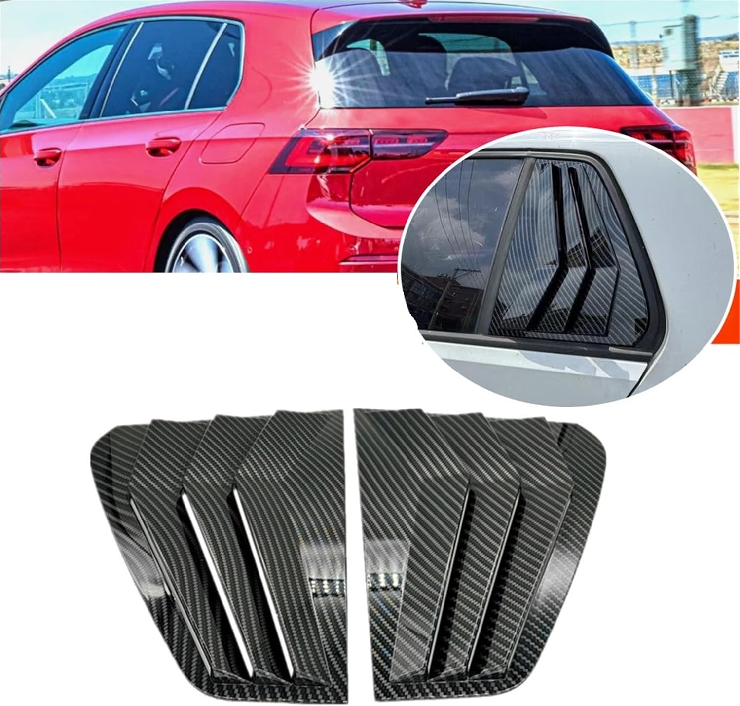Compatible with VW Golf MK7 MK7.5 2013 2014 2015 2016 2017 2018 2019 Car Exterior Rear Window Louver Cover(Gloss Black)