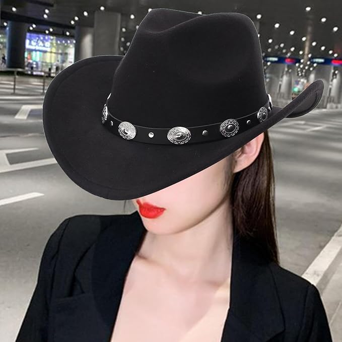 Sombrero Vaquero Western de Lana para Adulto Mujer Protección Solar miniatura 4