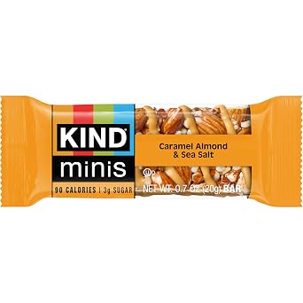 KIND Mini Snack Bars, Caramel Almond & Sea Salt, Gluten Free, Low Sugar, Low Calorie Snacks, 10 Count