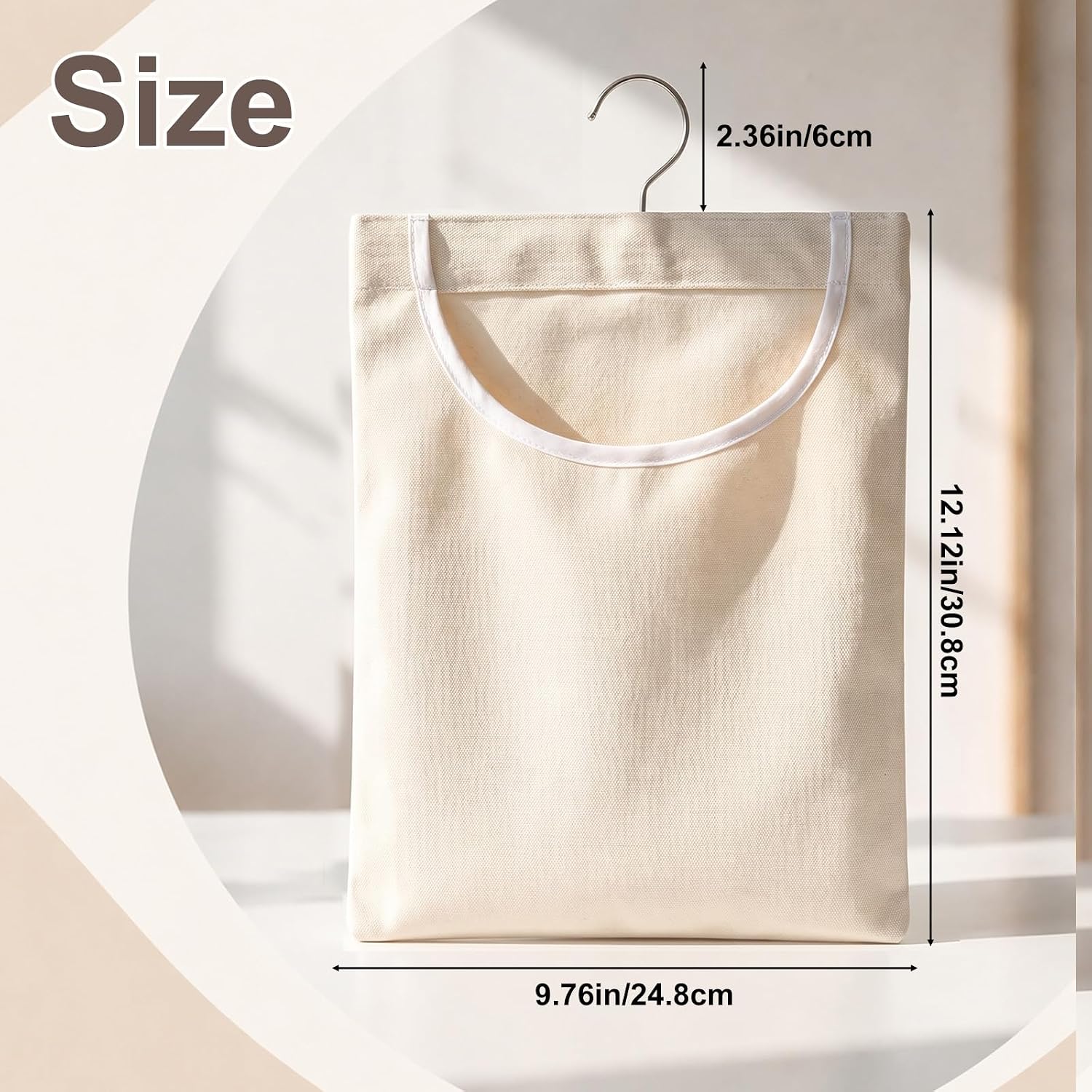 Laundry Clothespin Bag, 12 x 10 Inch Canvas Clothes Pin Hanging Bags