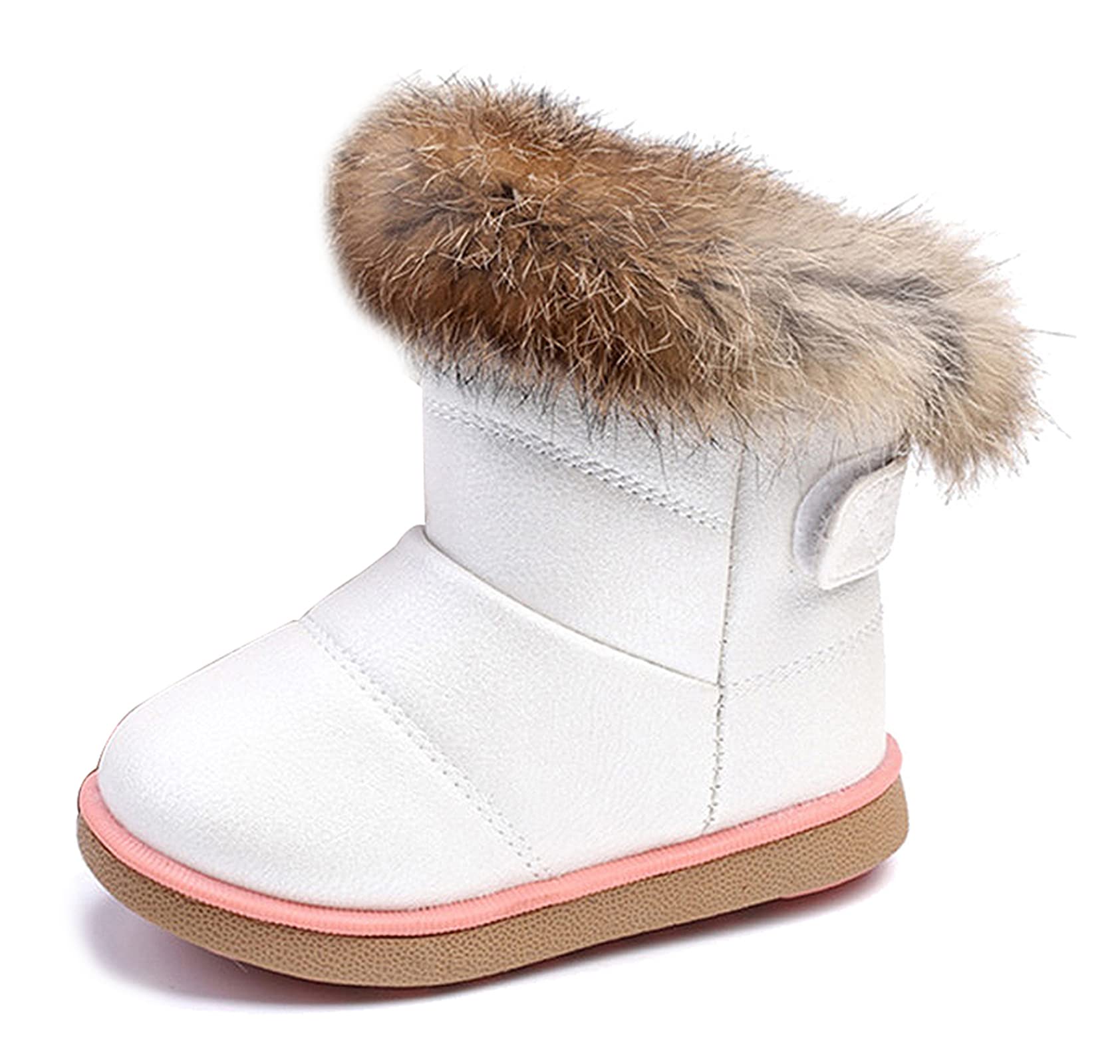 Yeeteepot Bambine E Ragazze Carino Stivali Da Neve Calda Foderati Stivaletti Inverno Morbide Piatto Stivali Bambini Pelliccia Antiscivolo Boots， Marrone 35 Cn