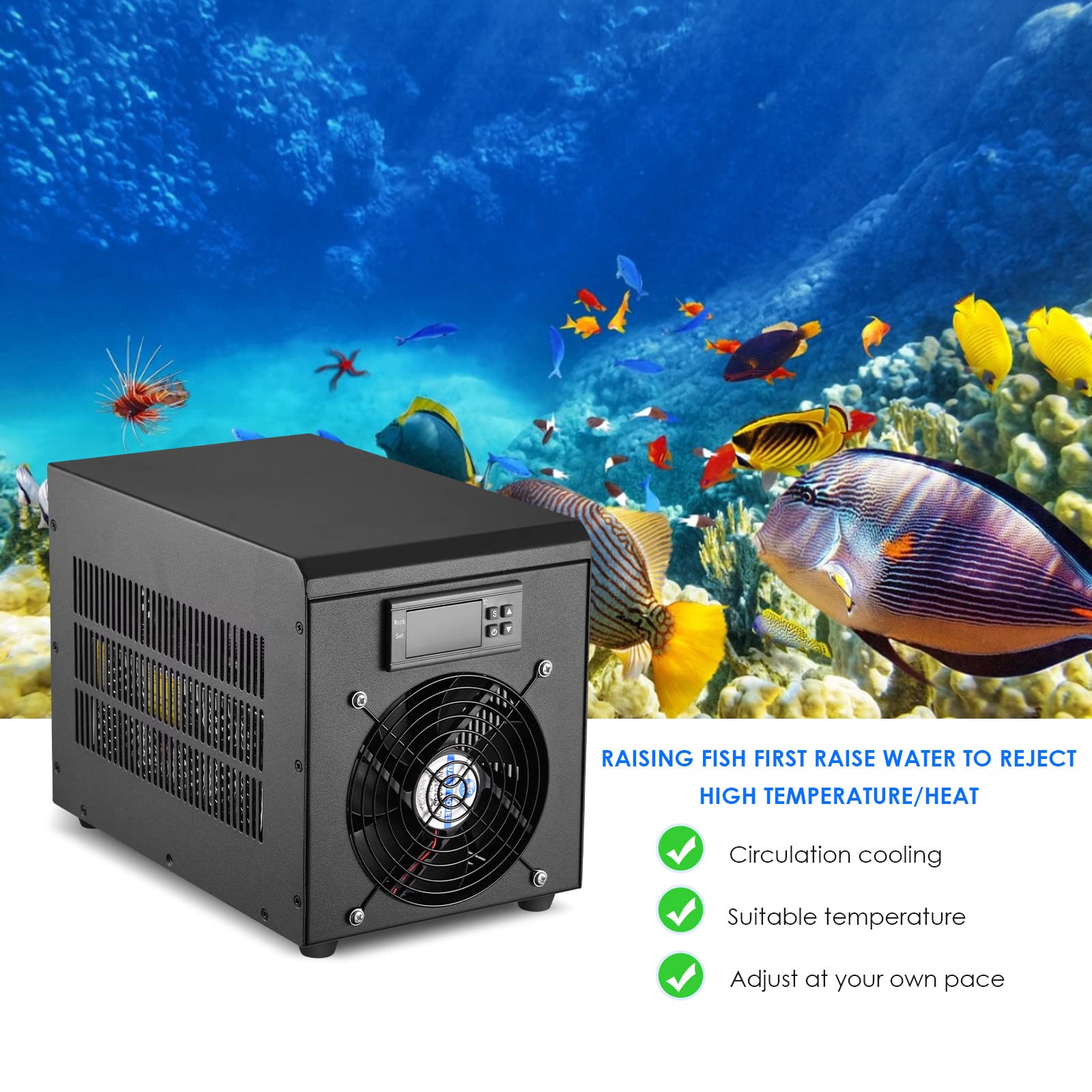 Enfriador de Agua para Acuario de 180W, Sistema de Calentador Enfriador de Tanque de Peces de 60L, Dispositivo de Temperatura Constante de 10-40 ℃, refrigeración sostenible,OnlyCooler