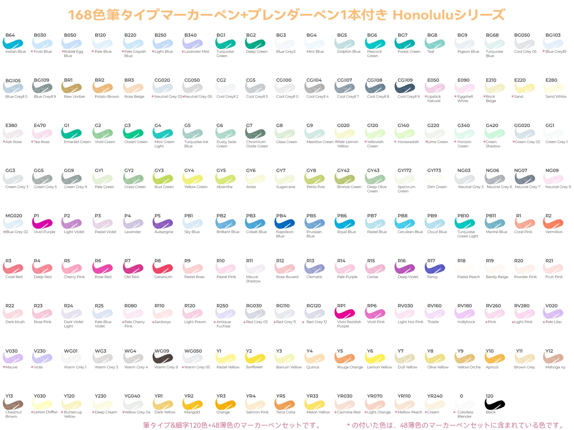 Amazon | Ohuhu マーカーペン 筆タイプ 168色169本 プロ愛用 パステル