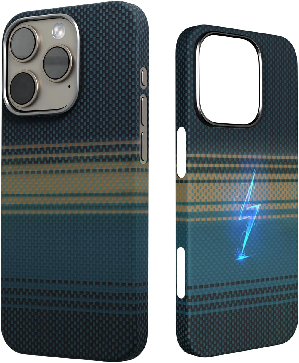 Real Aramid Fiber Case for iPhone 16 Pro Max [6.9 inch] Compatible with MagSafe,600D Aramid Weave,Thin & Light Cover with a Caseless Feel,Carbon Fiber Textures Design Kevlar Protection (Lake)