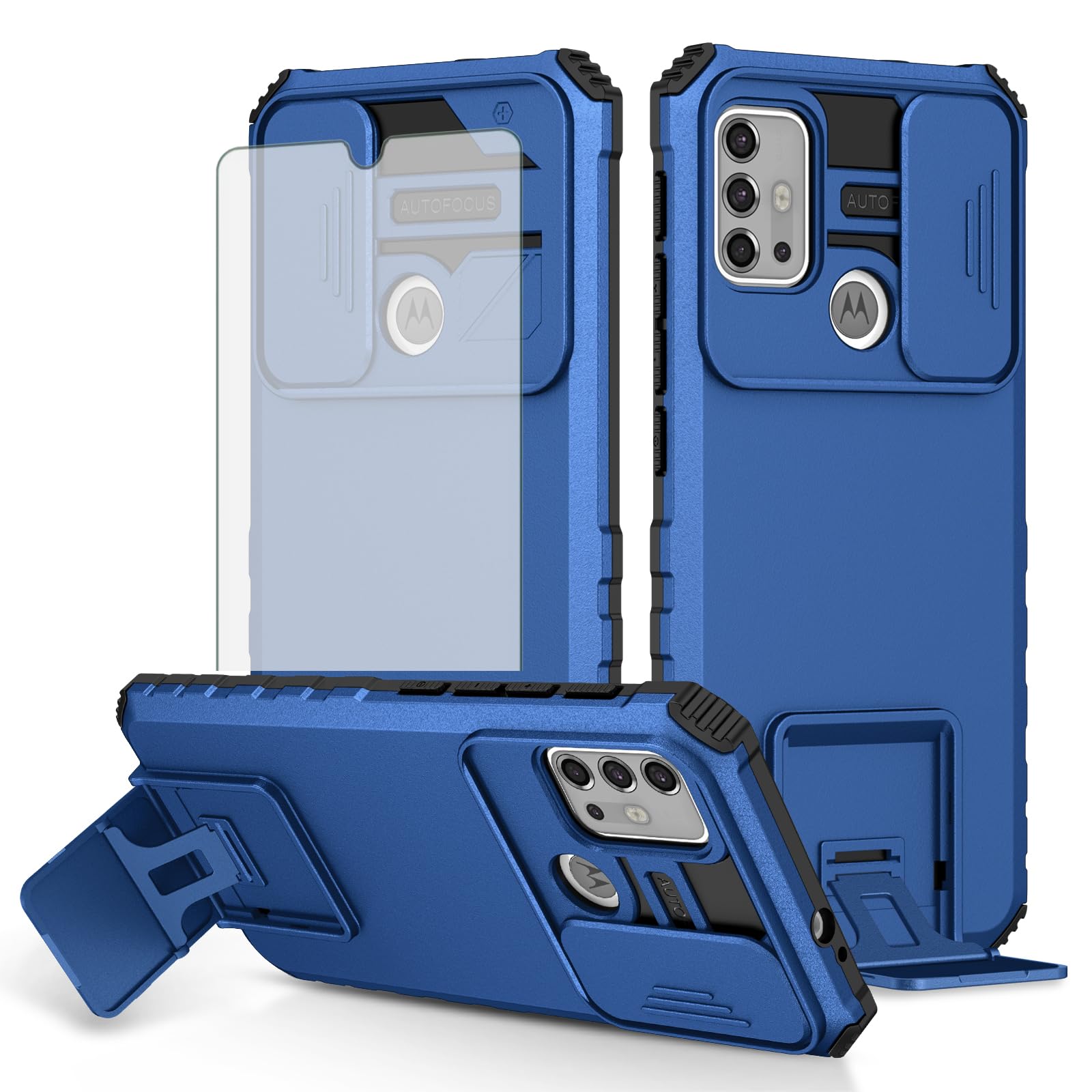 Coque Moto G20 robuste dotée d'une béquille et d'un cache objectif