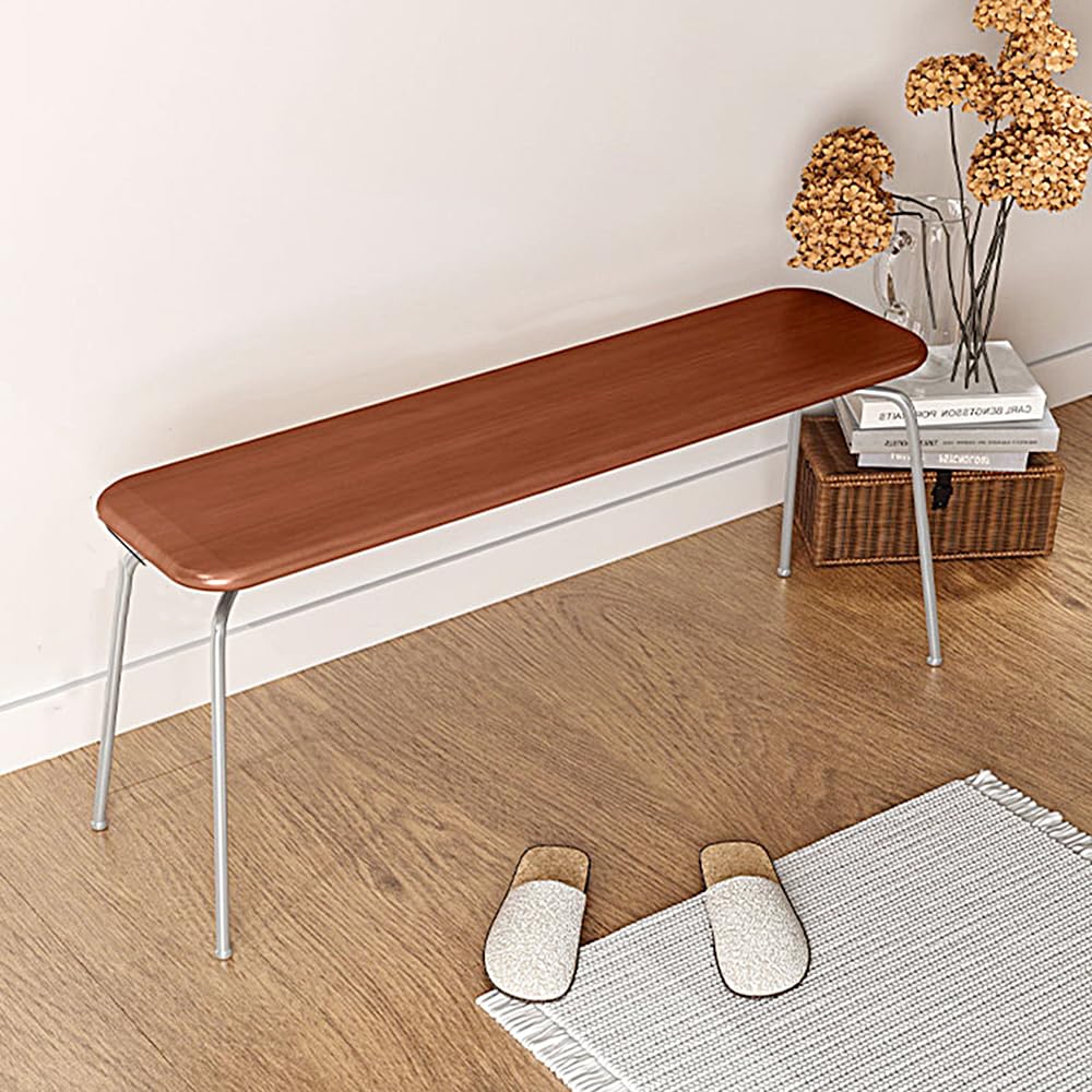 Indoor Dining Bench, Solid Wood Long Bench with Stainless Steel Legs for Dining Room, Entryway, Bedroom - 47.2" Long Wood Entryway Bench for Small Spaces, Apartment