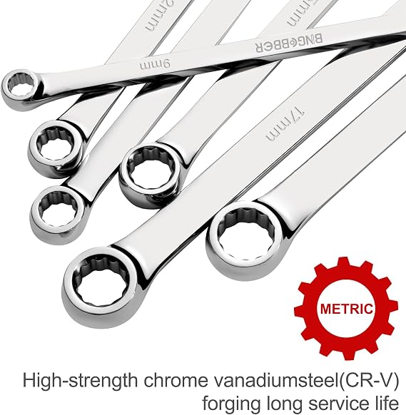 Spanner Set,Extra Long Wrench Set Long Ring Spanner Set 8mm-24mm