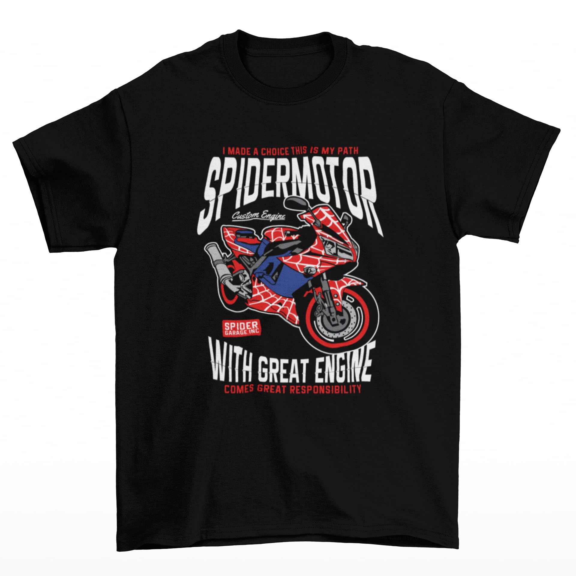 Genérico Camiseta Moto Hombre Araña, Camiseta con Estampado De Coches y Motos. Camiseta de Verano de Manga Corta con Cuello Redondo. Camisetas para Hombres y Mujeres