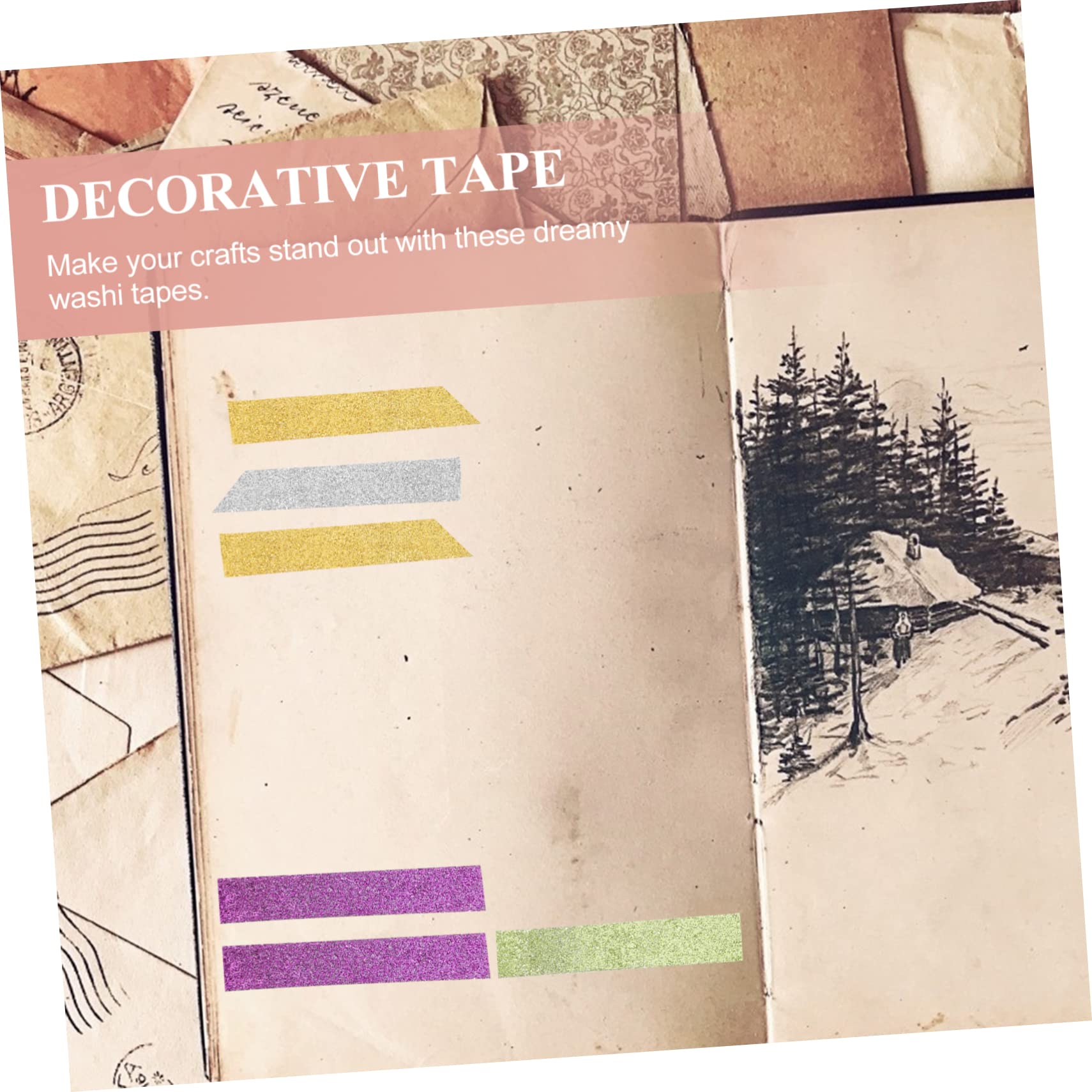 VILLCASE 24 Nastro Washi Decorativo Glitterato Nastro Adesivo Per Scrapbooking e Decorazioni Fai Te e Riporre Per Diari e Festa