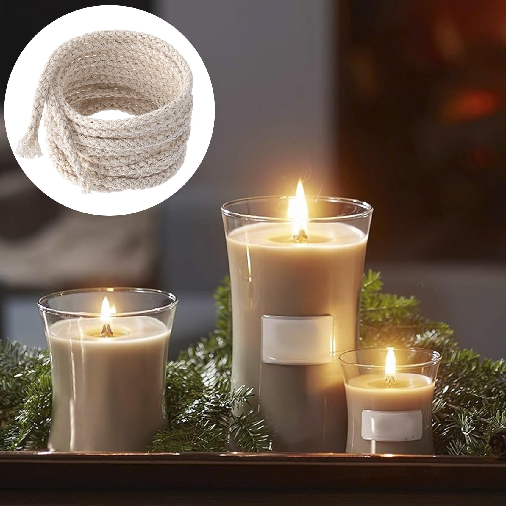 Pndeyo 65.6 Ft Long 1/8 Inch (4mm) Round Cotton Oil Lamp Wicks - Replacement Wicks For Kerosene & Alcohol Lamps