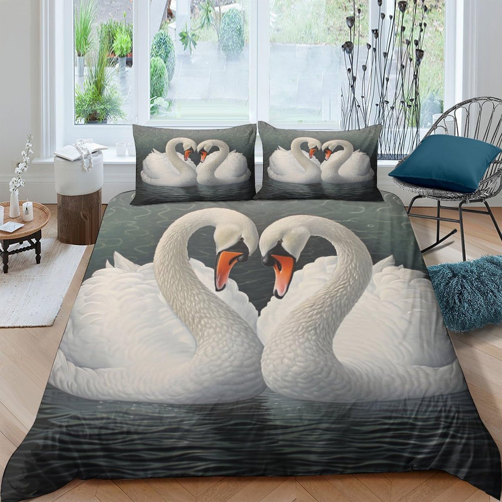Housses de couettes 3D amour romantique parure de lit microfibre 3 pièces double 200x200