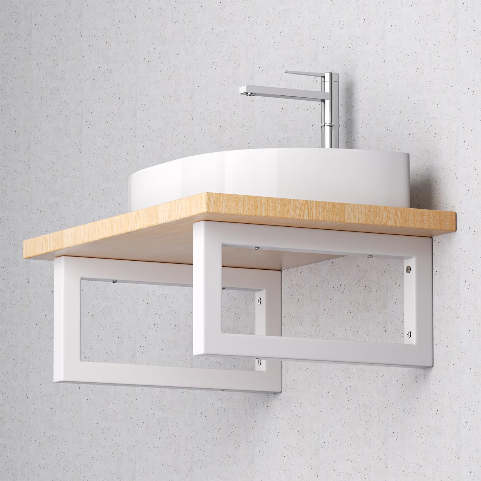 2 Supporti da Parete, Design per Lavabo, Supporto per Scaffali, Consolle per Lavabo, Porta Asciugamani (Bianco, 30 cm)