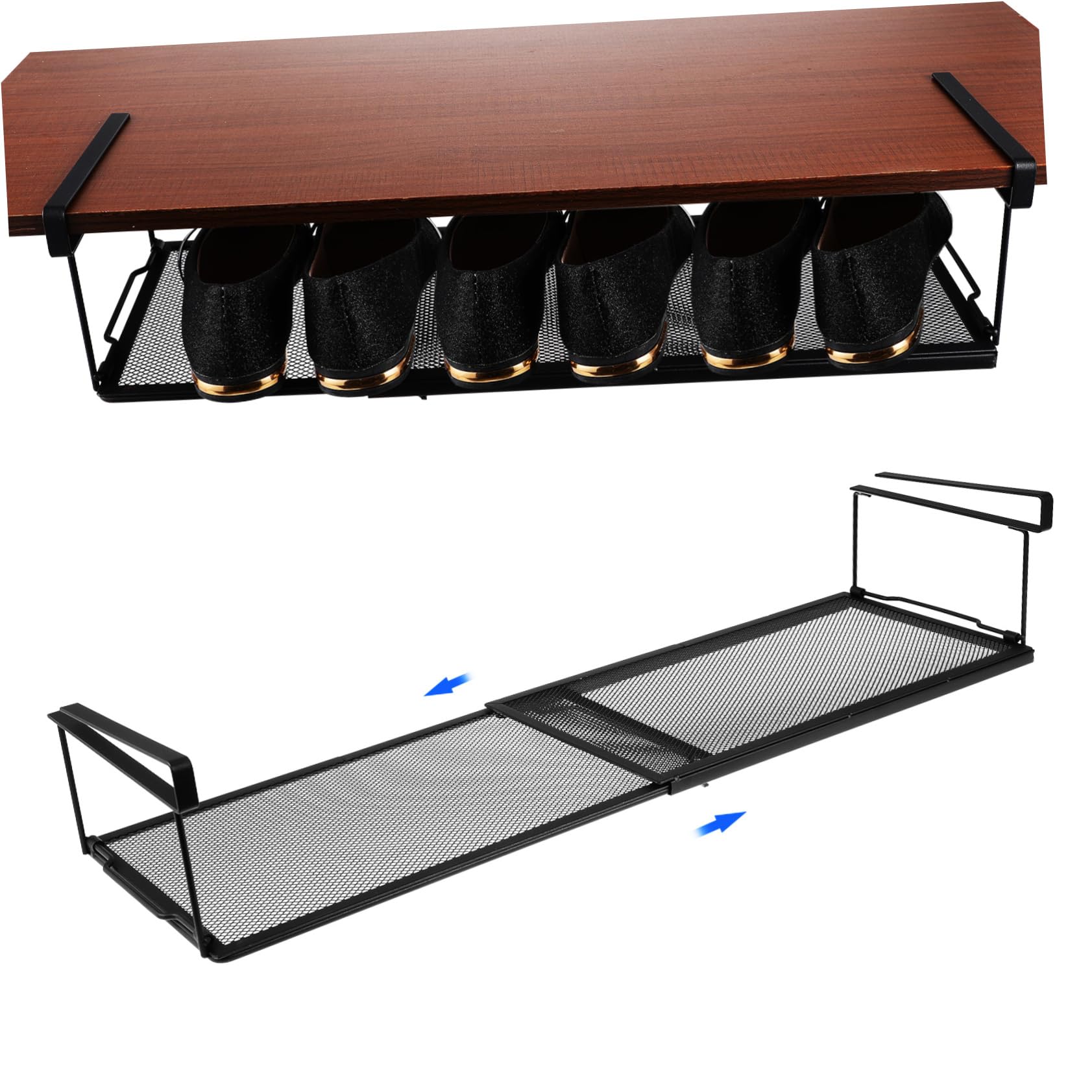 Estante deslizable bajo armario para organizar utensilios de cocina con soporte resistente