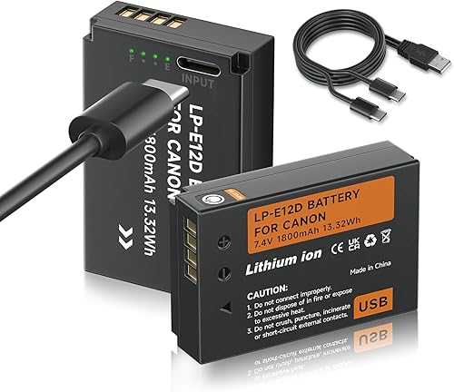 Mspalocell Batería LP-E12, Canon LP-E12 Batería de iones de litio Carga directa USB para Canon EOS-M, EOS M2, EOS M10, EOS M50, EOS M50 Mark II, EOS