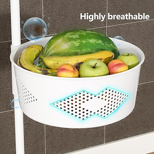 Miniatura 6 de Estante giratorio de almacenamiento de cocina de 4 niveles, cesta de almacenamiento de frutas y verduras, organizador multicapa de acero al carbono,
