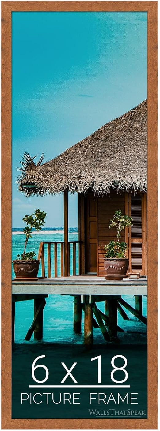 6x18 Light Walnut Rustic Pine Picture Frame