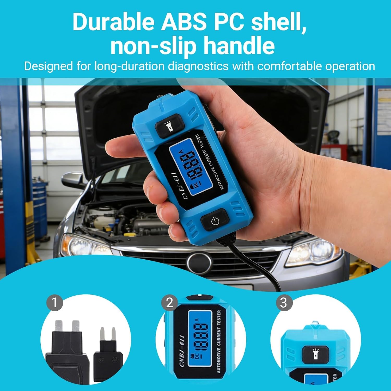 Automotive Circuit Fault Probe Tester, Portable 20A 48V Current Tester with High-Precision, Car Relay Fuse Checker with Front Lighting & LED Display, Parasitic Tester Automotives for Various Cars