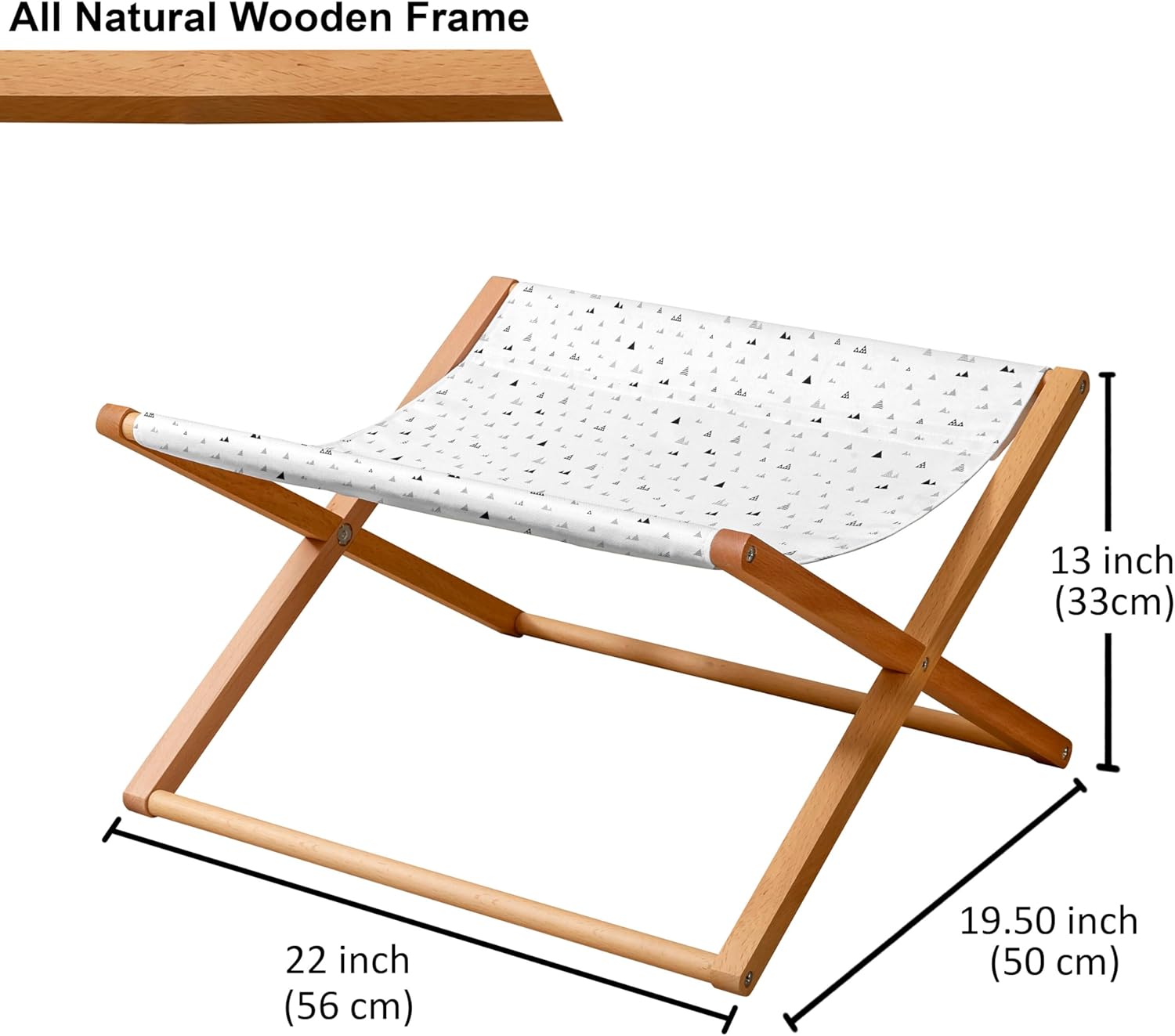 review Ambesonne Abstract Pet Hammock, Repetitive Mini Triangular with Stripes and Dots, Bed for Kittens Canopy with Durable Wooden Frame, 22