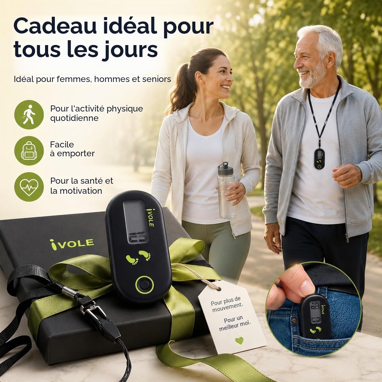 Podomètre 3D pour la Marche,Mini Podomètre，Podomètre Numérique Portable，Podomètre 3D，Pedometer Bracelet， Compteur de Pas avec Clip，Podomètre Numérique 3D pour la Marche