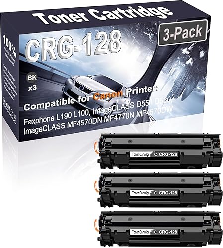 Paquete de 3 cartuchos de impresora láser compatibles con Faxphone L190 L100 ImageCLASS D550 D530 (alta capacidad) para Canon CRG-128 CRG128