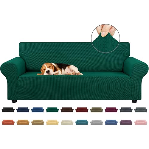 KEKUOU Stretch Couch Covers for Sofa, 3 Cushion Couch Slipcover,Hunter